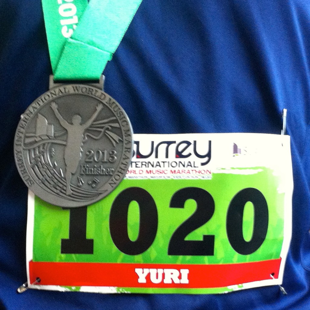 Surrey Marathon Finisher Medal and Bib