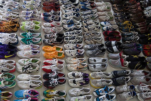 a lot of running shoes