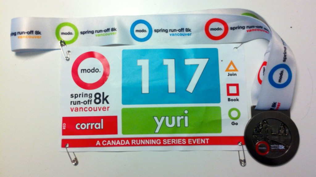 Modo Spring Run-Off Vancouver 8K Bib and Medal