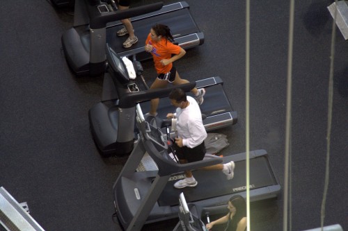 Treadmill running.