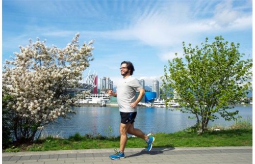 Yuri Artibise enjoys a sunny run along the Vancouver seawall,